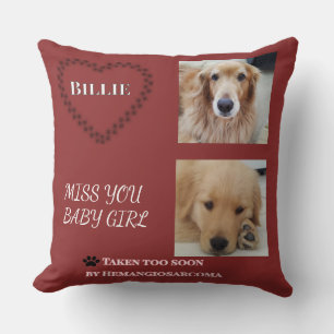 Muted Red Forever Heart Tribute Throw Pillow
