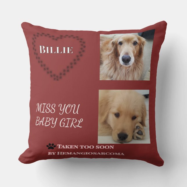 Muted Red Forever Heart Tribute Throw Pillow (Front)