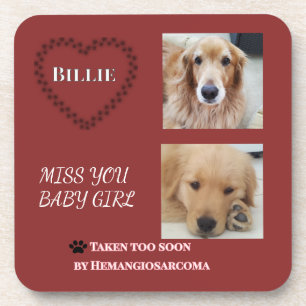 Muted Red Memory Tribute Beverage Coaster