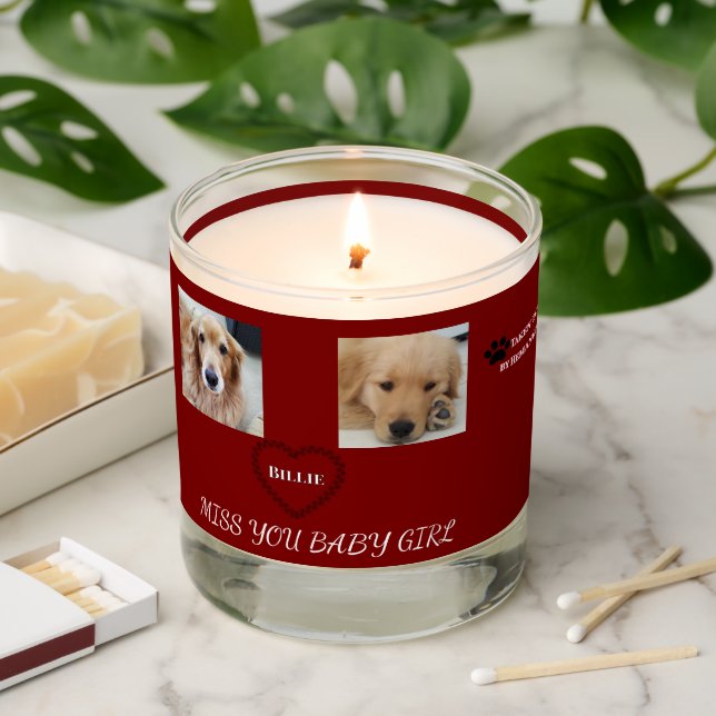 Muted Red Pet Memory  Scented Candle (Lit)