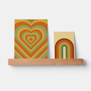 Muted Retro Groovy Layered Heart Rainbow  Picture Ledge