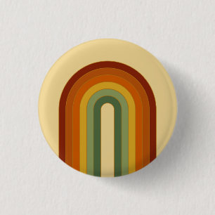 Muted Retro Groovy Layered Rainbow  Button