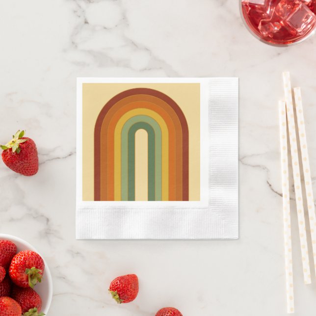 Muted Retro Groovy Layered Rainbow  Napkins (Insitu)