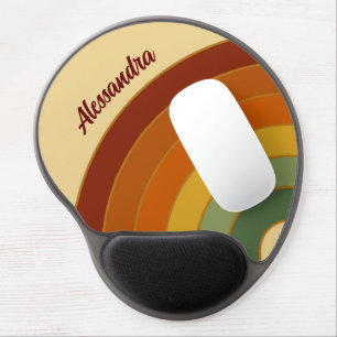 Muted Retro Layered Groovy Rainbow Name Gel Mouse Pad