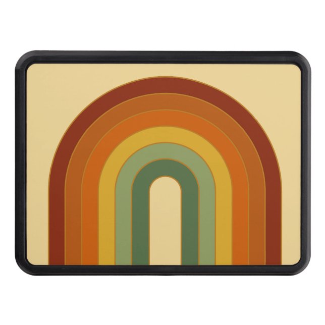 Muted Retro Layered Groovy Rainbow Name Hitch Cover (Front)