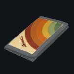 Muted Retro Layered Groovy Rainbow Name   Trifold Wallet<br><div class="desc">Retro rainbow design. Rainbow layers in muted colors,  orange,  red and green. Groovy retro seventies rainbow gifts,  home decor.</div>