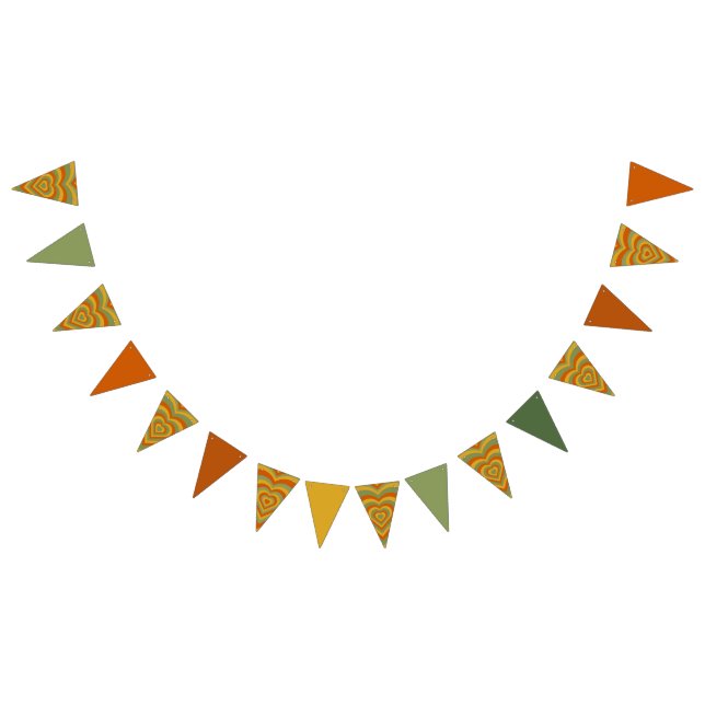Muted Retro Seventies Groovy Rainbow Heart  Bunting Flags (All)