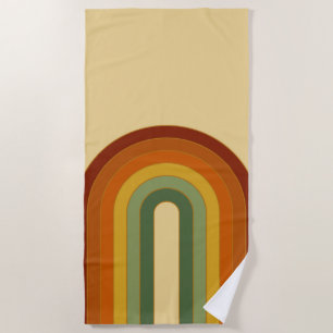 Muted Retro Seventies Rainbow Beach Towel