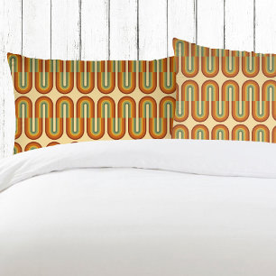 Muted Retro Seventies Rainbow Pattern Pillow Case