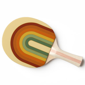 Muted Retro Seventies Rainbow Summer Ping Pong Paddle