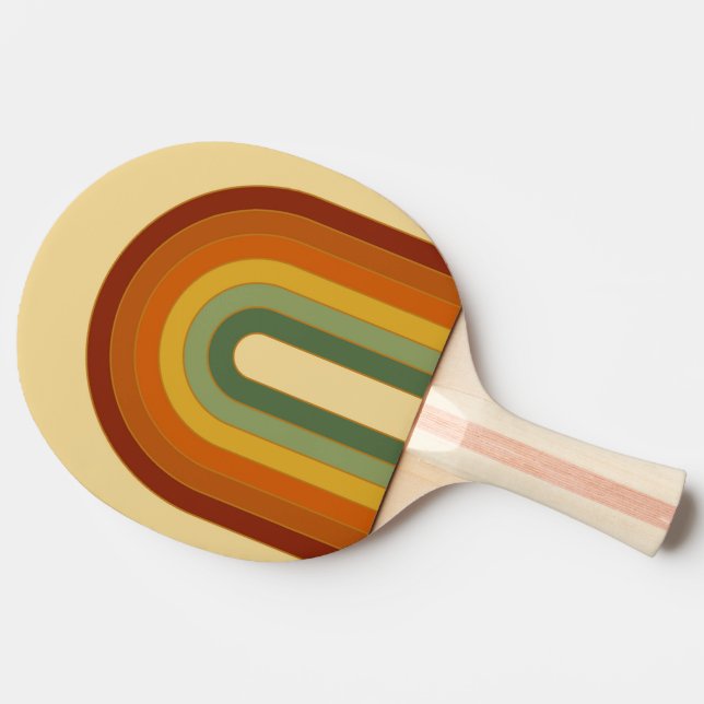 Muted Retro Seventies Rainbow Summer Ping Pong Paddle (Side)
