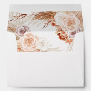 Muted Rose Pampas Terracotta Boho Wedding Envelope