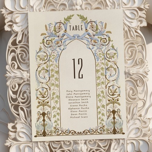 Muted Royal Victorian Floral Wedding Table Number