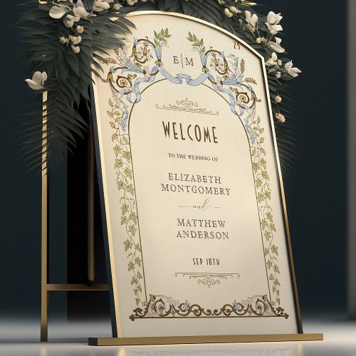 Muted Royal Victorian Wedding Welcome Sign