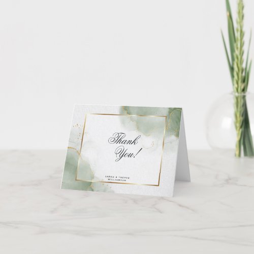 Muted Sage Abstract Marble Thank You Card