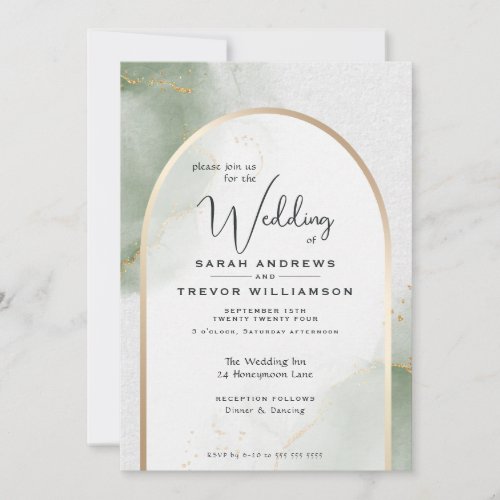Muted Sage Abstract Wedding Invitation
