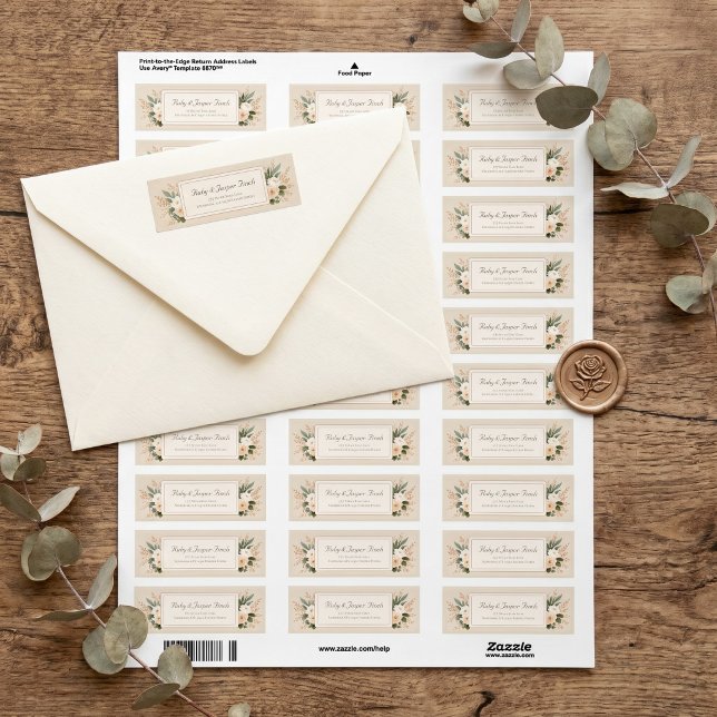 Muted Sage Botanical Gold Frame Return Address Label (Creator Uploaded)