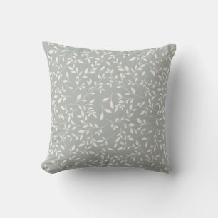 Muted Sage Green and Cream Botanical Vine Pattern Throw Pillow