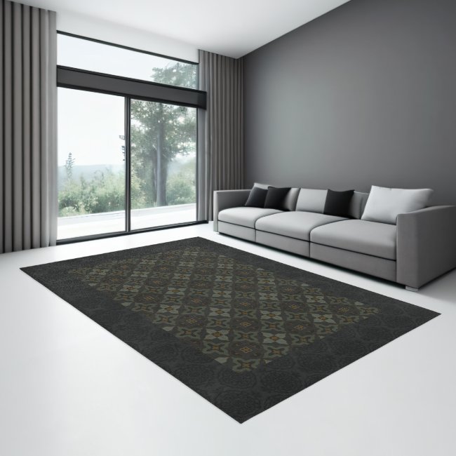 Muted Sage Green and Dark Green Arabesque Pattern 