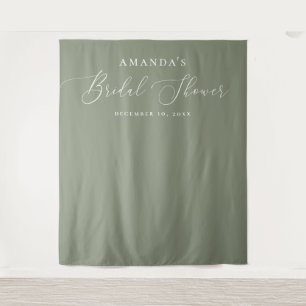 Muted Sage Green Elegant Bridal Shower Backdrop