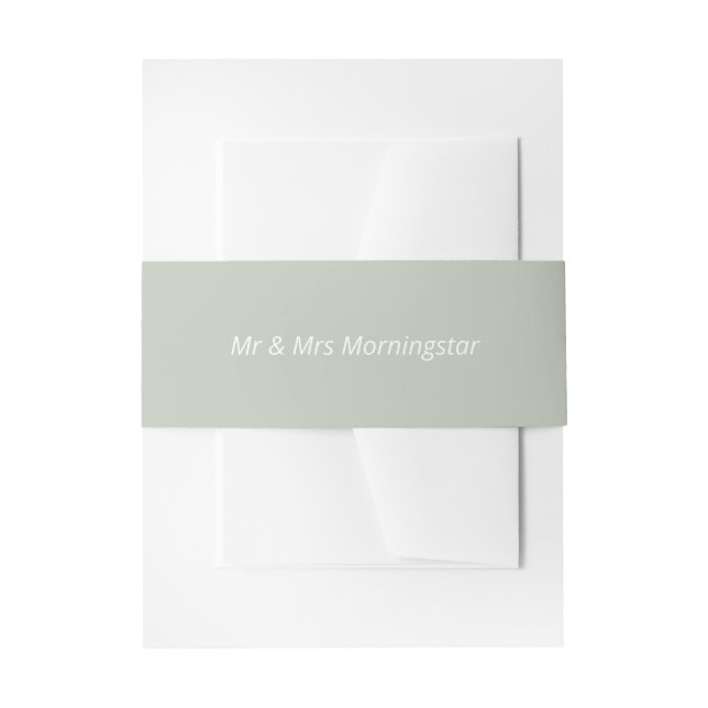 Muted Sage Green Invitation Belly Band (Front Example)