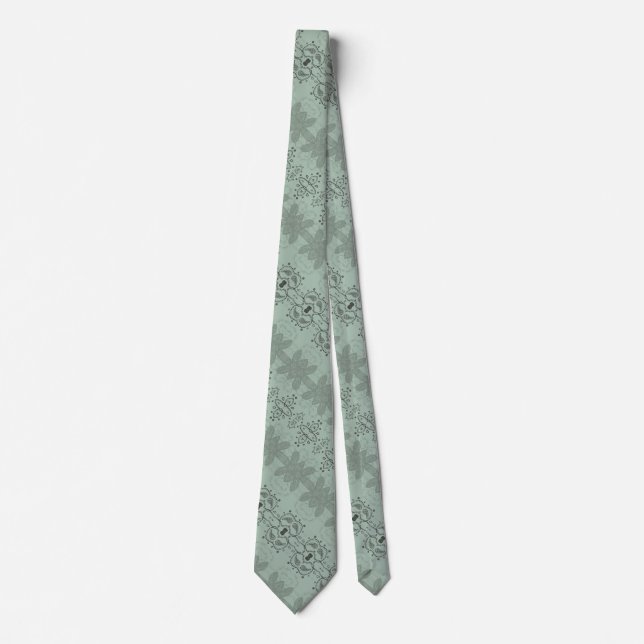 Muted Sage Green Slate Gray Soft Pastel Pattern Neck Tie (Front)