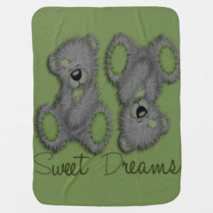 Muted Sage Green Snuggle Sweet Dreams teddy Baby Blanket