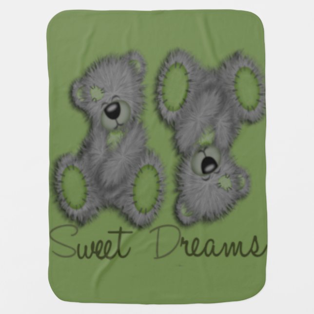 Muted Sage Green Snuggle Sweet Dreams teddy Baby Blanket (Front)