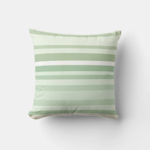 Muted Sage & Olive Green Variegated Stripes Throw Pillow