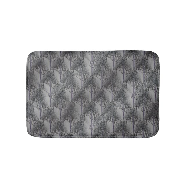 Muted Shades Of Gray Floral Nature Pattern Bathroom Mat (Front)