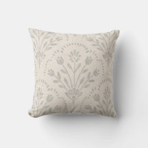 Muted Soft Grey Floral Scallop Block Print