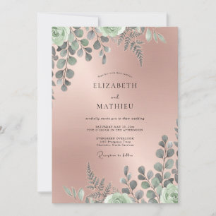 Muted Soft Mauve Foliage Eucalyptus Wedding Invitation