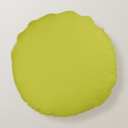 Muted soft yellow Green solid plain color Custom Round Pillow