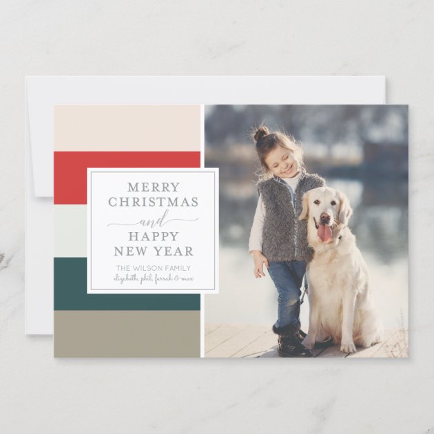 Muted Stripes Merry Christmas Photo Card