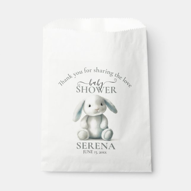 Muted Stuffed Bunny BABY SHOWER Favor Bag (Front)