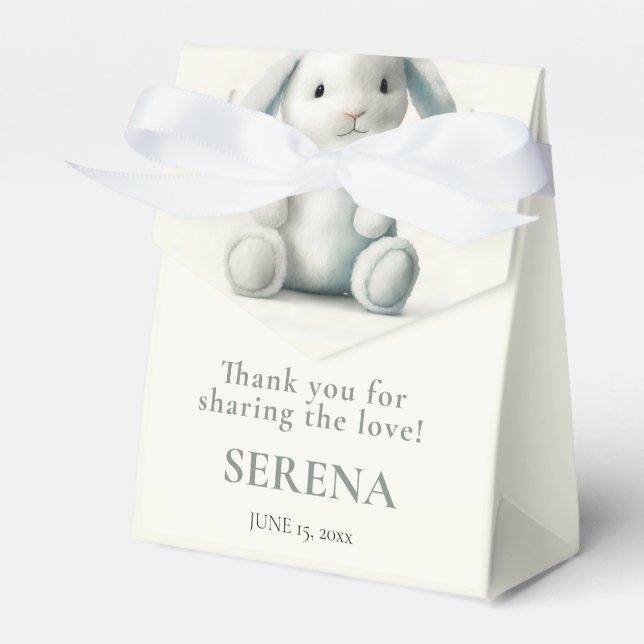 Muted Stuffed Bunny BABY SHOWER Favor Boxes (Front Side)