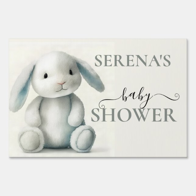 Muted Stuffed Bunny BABY SHOWER Sign (Front)