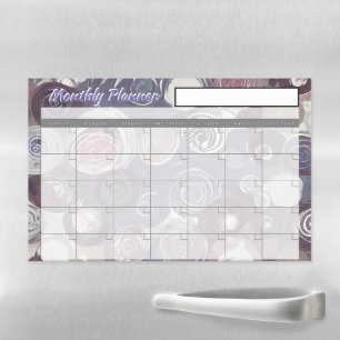 Muted tones abstract roses monthly planner magnetic dry erase sheet