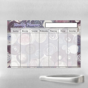 Muted tones abstract roses weekly planner magnetic dry erase sheet