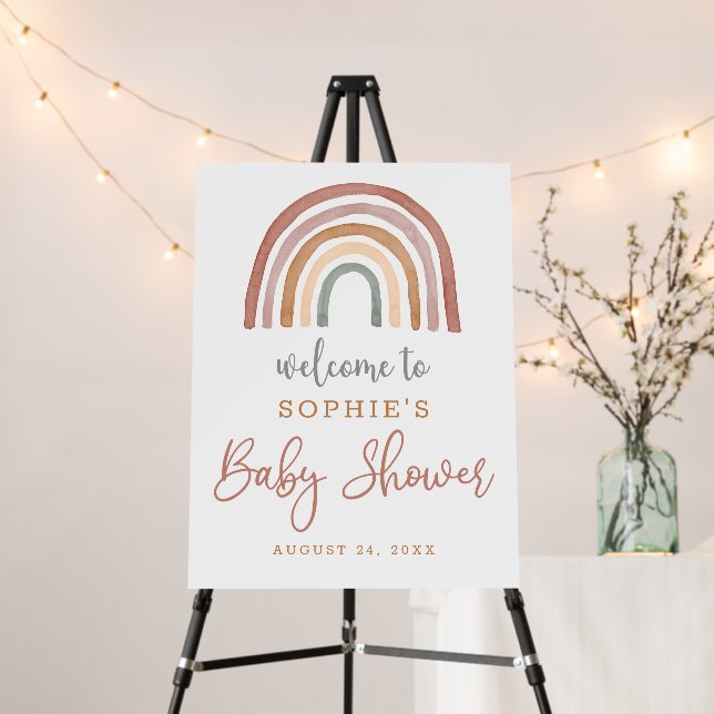 Muted Tones Boho Rainbow Baby Shower Foam Board (In Situ (Stand))