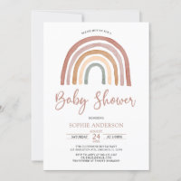 Muted Tones Boho Rainbow Baby Shower Invitation