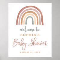 Muted Tones Boho Rainbow Baby Shower Welcome Sign