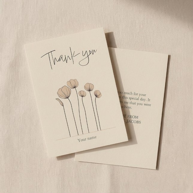 Muted tones bridal shower thank you card (Muted tones bridal shower thank you card.)