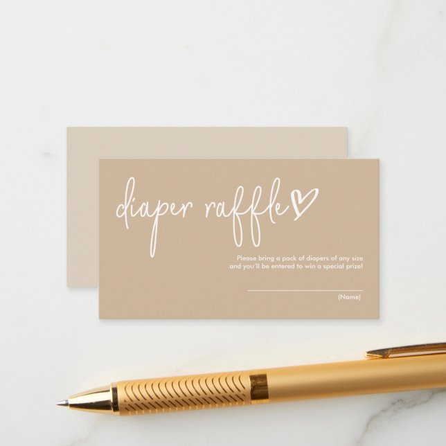 Muted Tones Minimalist Baby Shower Diaper Raffle Enclosure Card (Front/Back In Situ)
