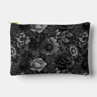 Muted Tones of Gray Floral  Accessory Pouch