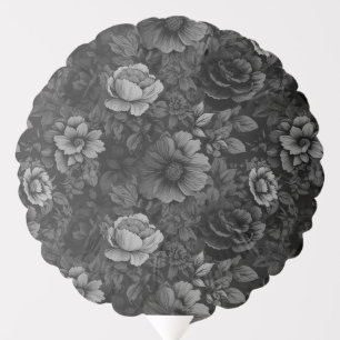 Muted Tones of Gray Floral Balloon