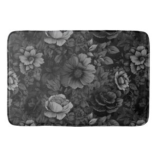 Muted Tones of Gray Floral Bath Mat