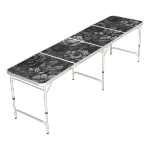 Muted Tones of Gray Floral  Beer Pong Table