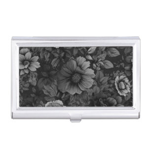 Muted Tones of Gray Floral  Business Card Case