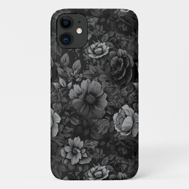 Muted Tones of Gray Floral  Case-Mate iPhone Case (Back)